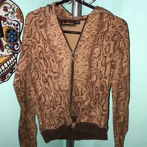 L.a.m.b zip up snake skin pattern sweatshirt